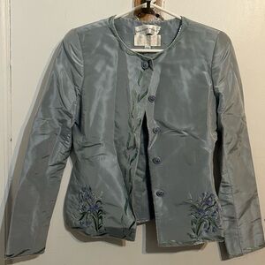 Saks Fifth Avenue Light Blue Embroidered Blazer